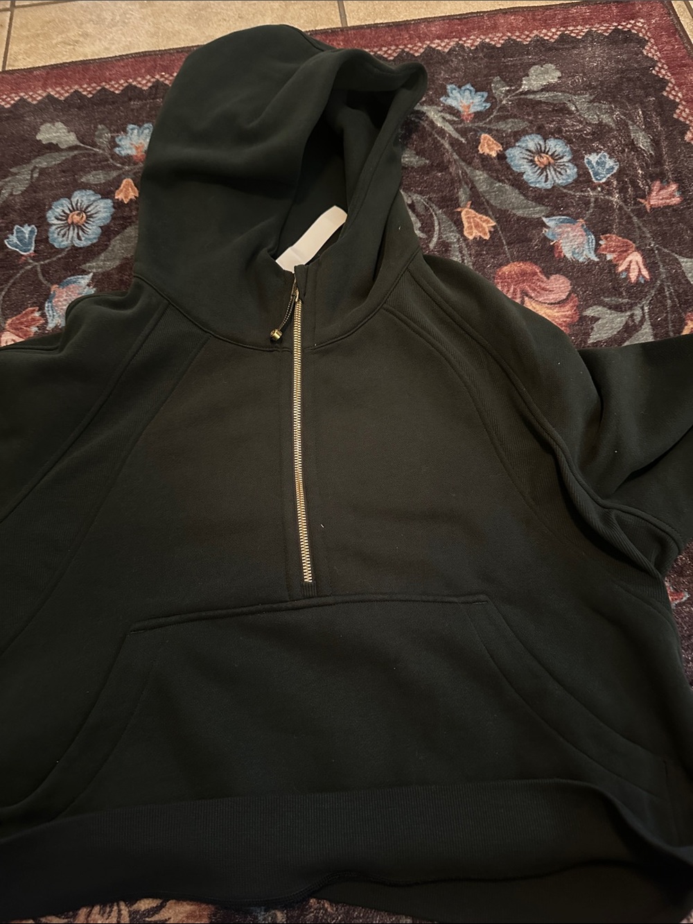 lululemon athletica dark green Half Zip Hoodie with Gold Zipper - Picture 6 of 6
